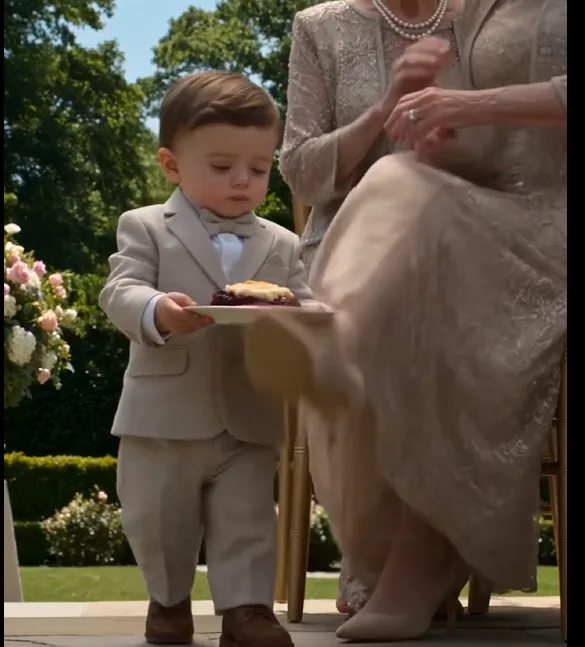 Three-year-old Emmett Montaro carried the small plate of homemade blackberry cobbler across the stone terrace with both hands.