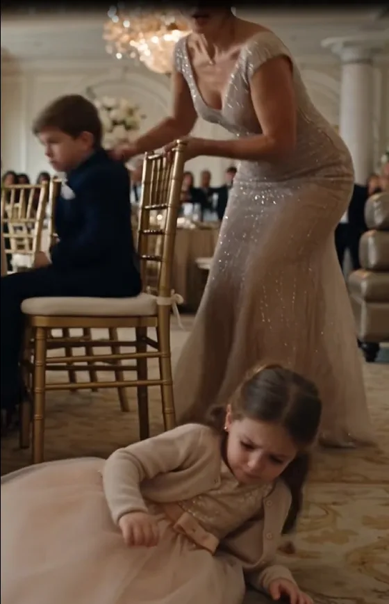 Valentina Falcone violently yanked five-year-old Ruby’s chair backward just as the little girl was about to sit beside her father’s empty place.