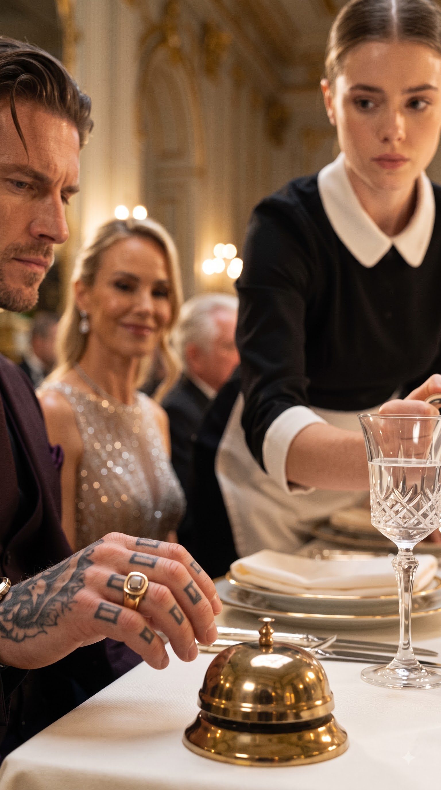 At Adrian Hawthorne’s crowded engagement dinner, the housemaid Nell noticed him reaching for the small service bell used to announce dessert.
