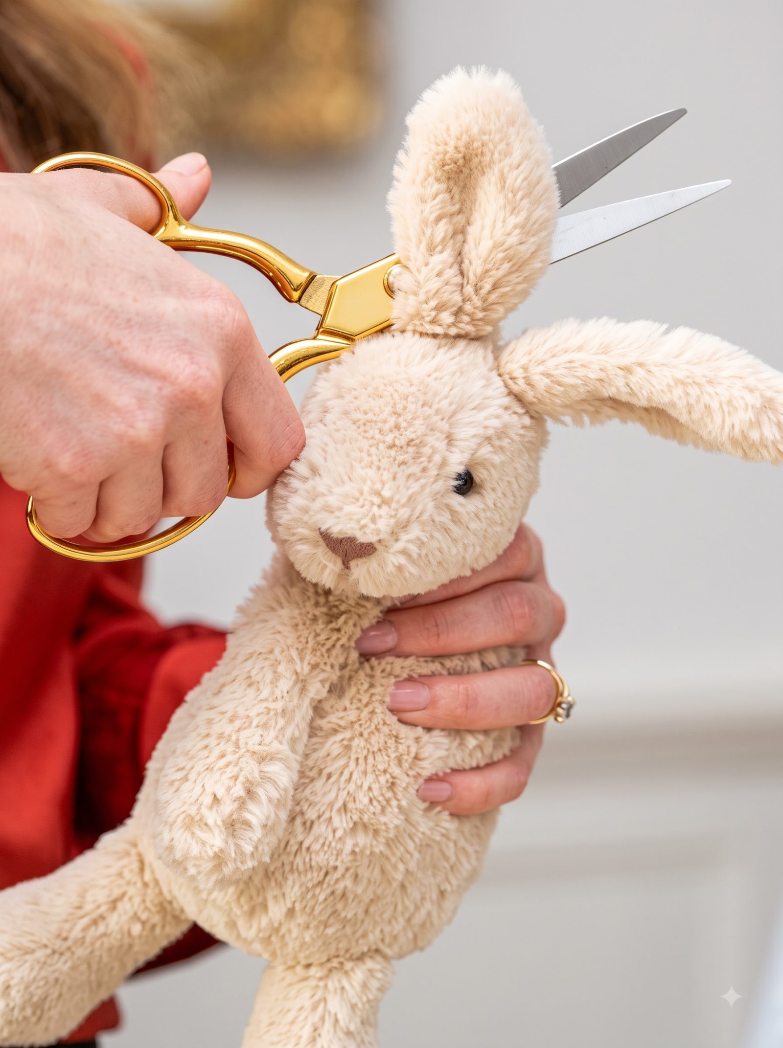 Camille grabbed six-year-old Henry’s stuffed rabbit and cut off one of its ears while demanding to know where his younger sister was.