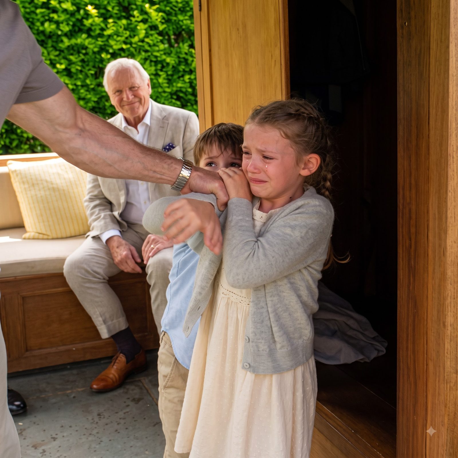 Gordon tried to drag three-year-old Elsie into a dark storage cupboard while forcing four-year-old Jonah to choose whether to take her place.