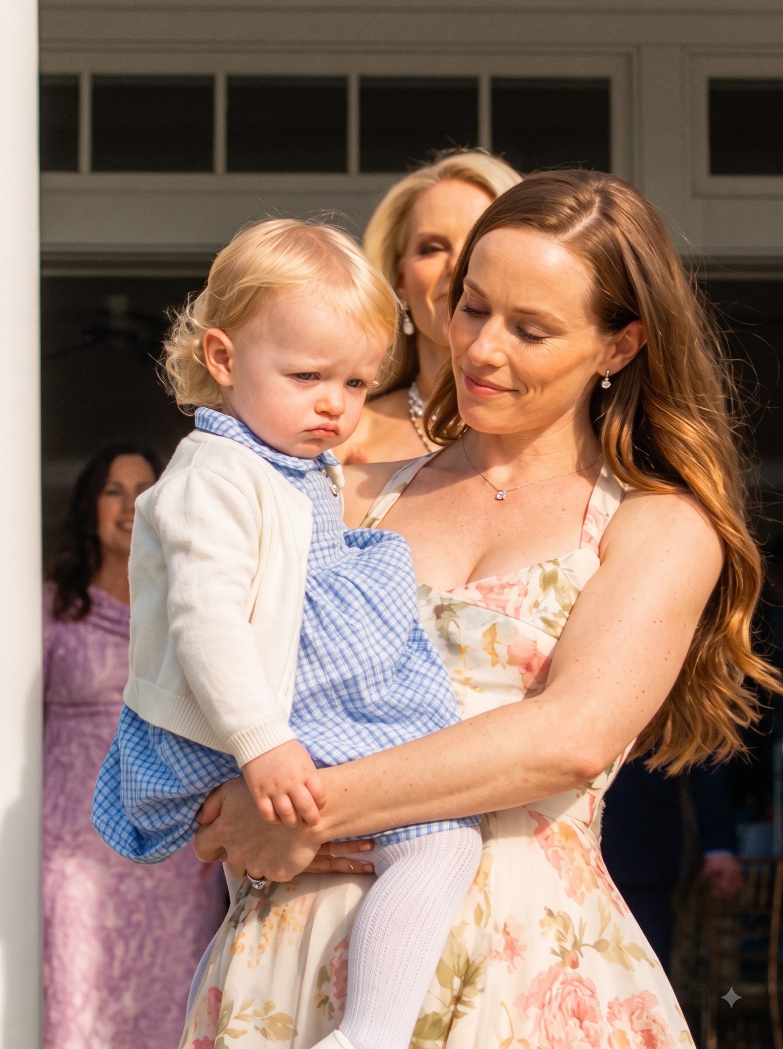 At a crowded donor luncheon inside the Carbone polo club, Ramona walks behind Alina while she is holding three-year-old Lucy and violently shoves both mother and child from the edge of a low viewing platform.