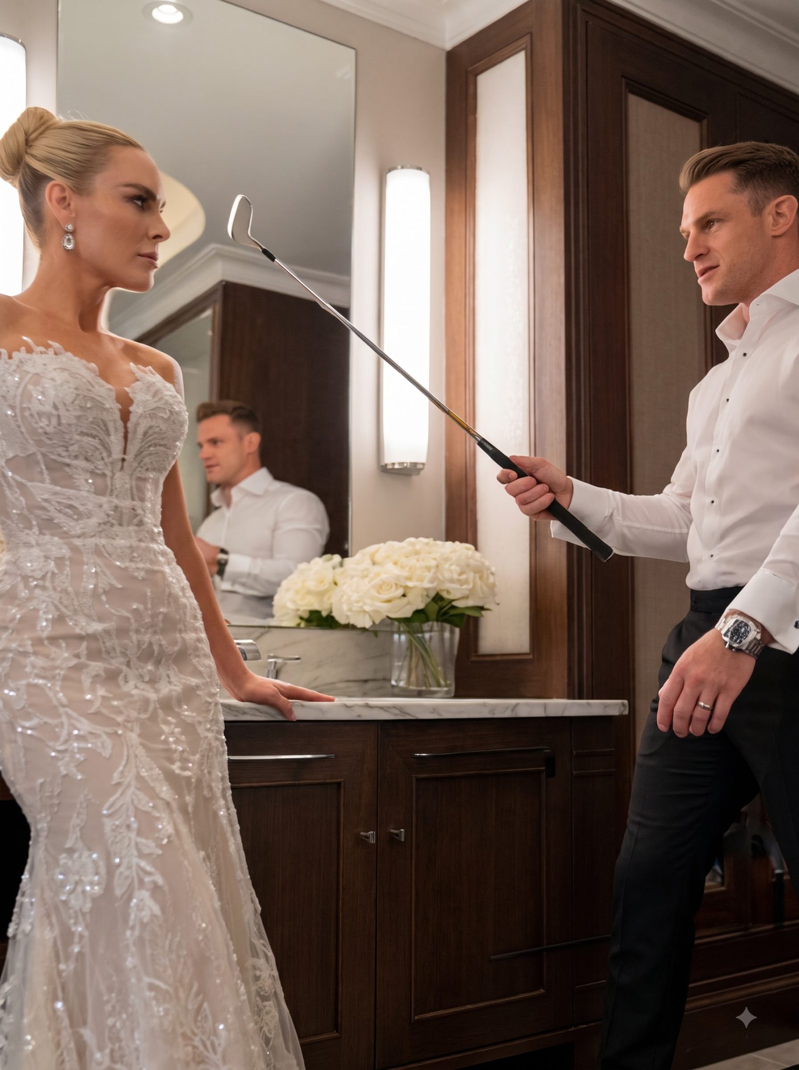 Preston locked the door and raised a metal golf club toward Giulietta while mocking that his father had once used the same kind of lesson to make Preston’s mother obey.
