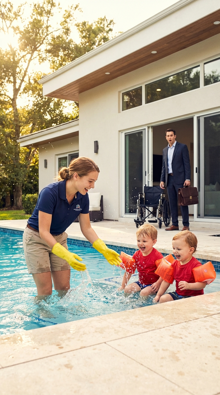 His children hadn't laughed in years… until he saw what the new nanny was doing with them in the pool.