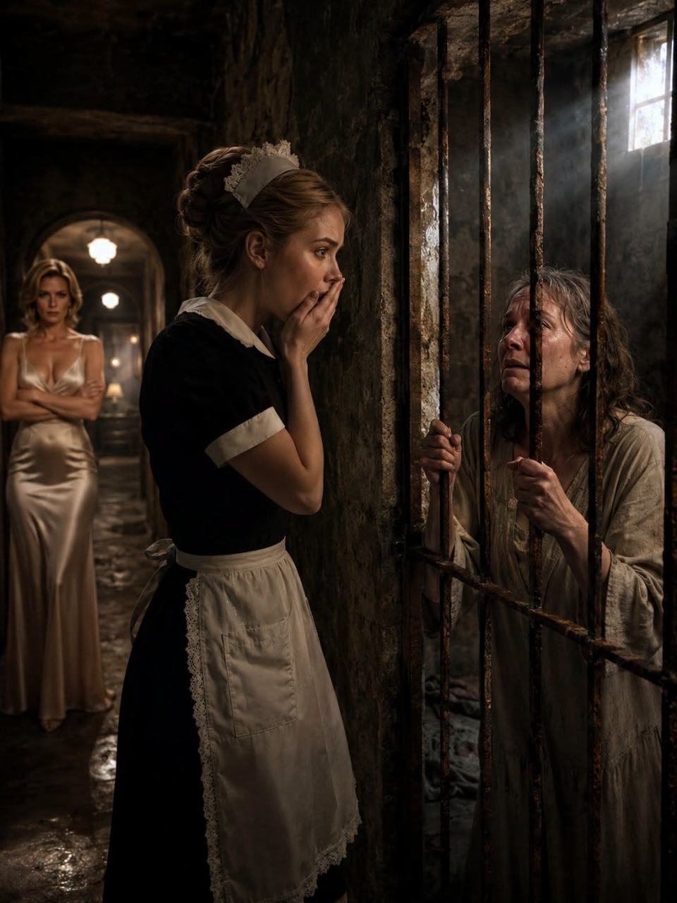 "The new maid heard crying beneath the millionaire’s mansion. What she found in the basement was the secret his wife had buried alive.