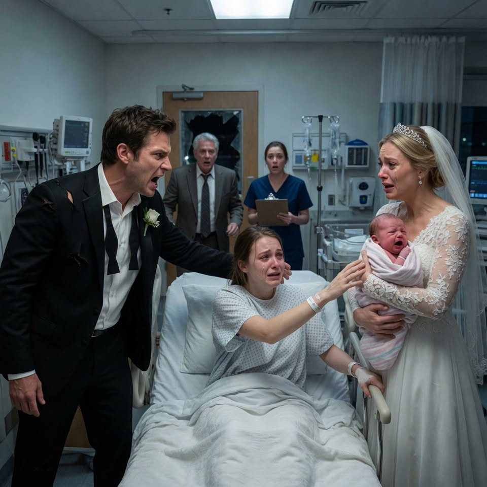 The groom left his own wedding reception in a tuxedo and rushed to the hospital where his newborn daughter had just been born. But he wasn't there to hold the baby. He was there to silence her mother.