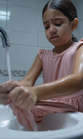 I always thought my six-year-old granddaughter went into the bathroom