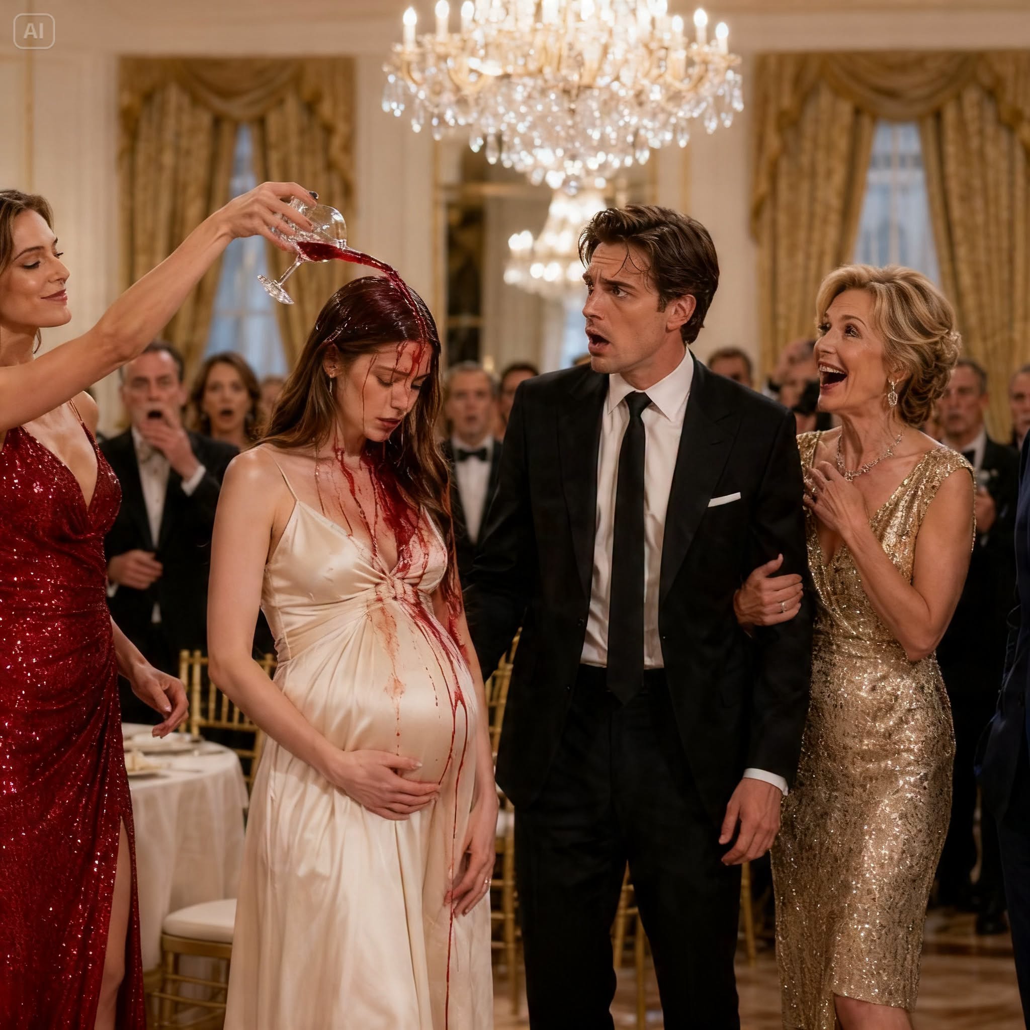THEY POURED RED WINE DOWN HER WHITE MATERNITY DRESS ON CHRISTMAS EVE AND CALLED HER A NOBODY, BUT THEY NEVER KNEW THE PREGNANT WIFE THEY HUMILIATED WAS THE HIDDEN HEIRESS WHO OWNED THEIR HOME, THEIR COMPANY, AND THEIR FUTURE
