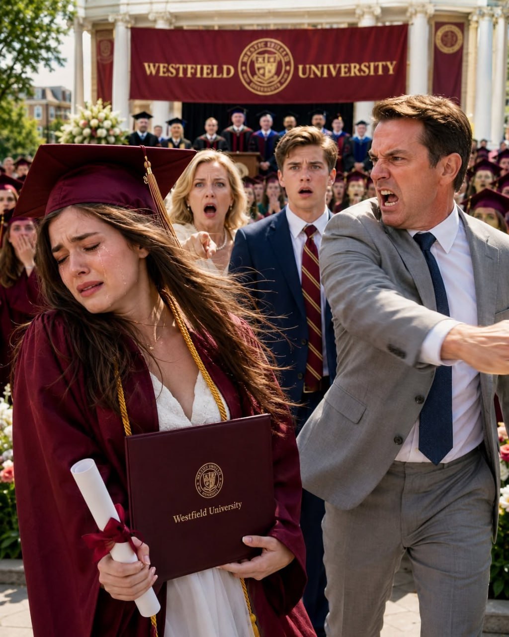 The hardest slap I received on graduation day wasn't from my father's hand—it was the truth he had spent twenty-two years trying to hide.""  The Slap That Echoed Across the Courtyard  ""You didn't earn that diploma.""