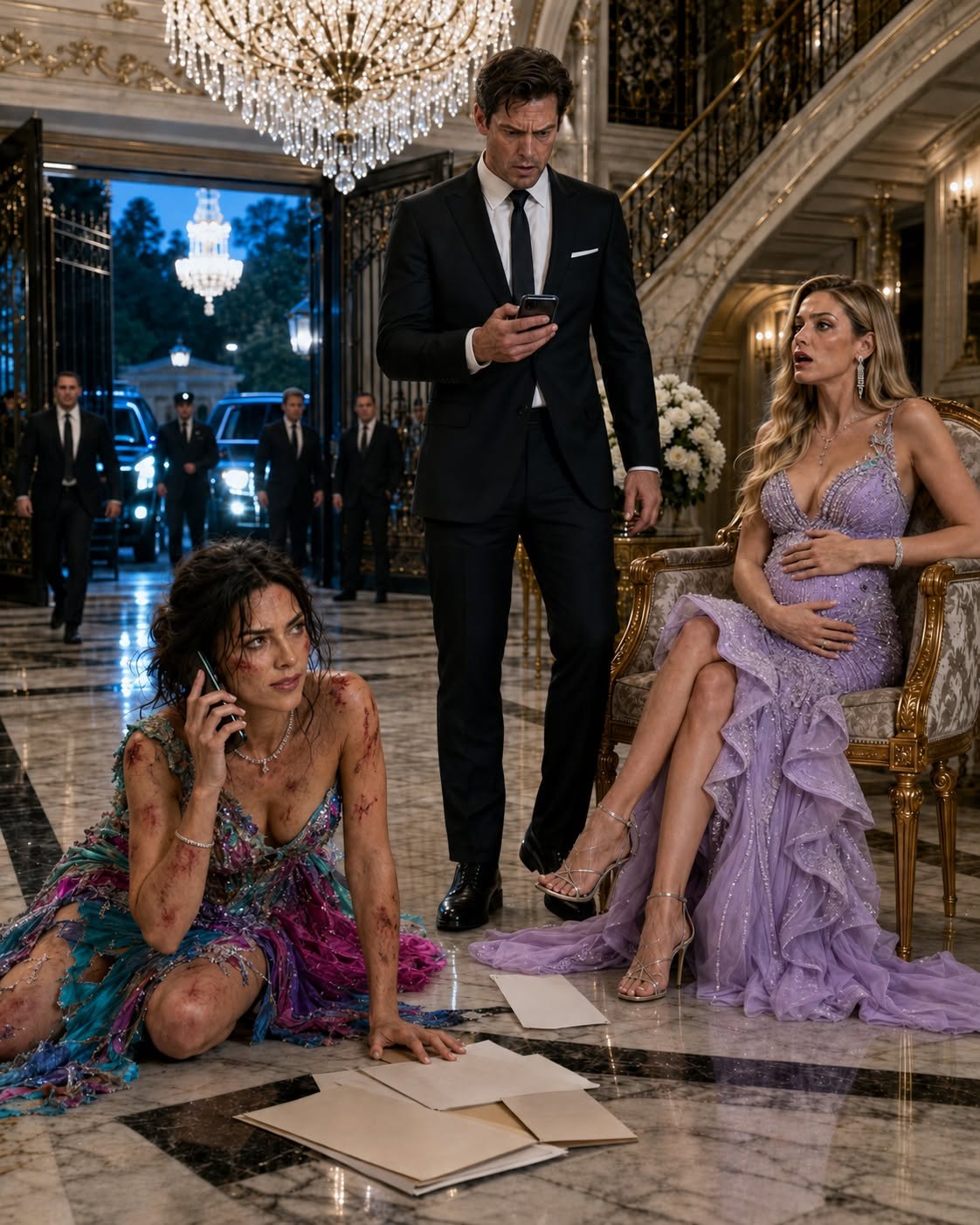 My husband hit me, handed me divorce papers, and announced his pregnant mistress would take my place—but the second four black SUVs rolled through our gates and my “dead” father stepped out, his face went completely white.