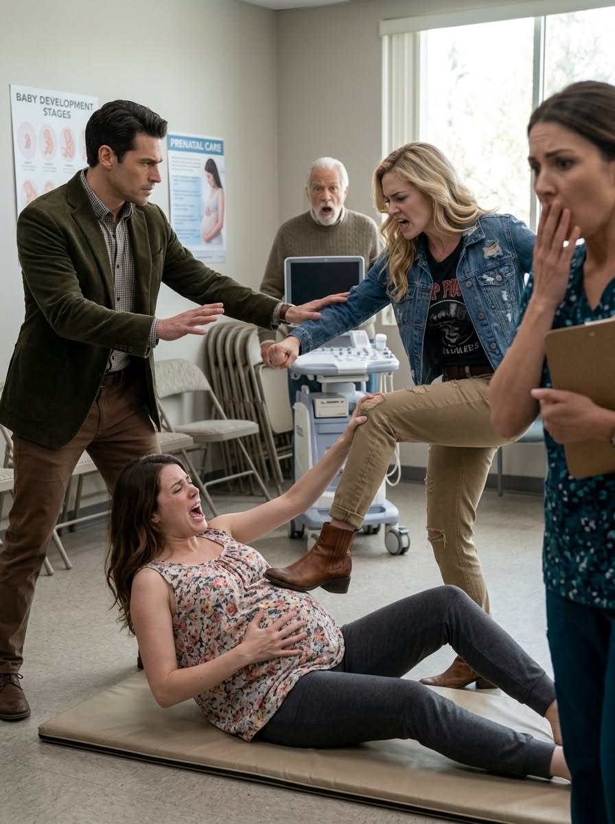 My husband’s mistress kicked my eight-month-pregnant belly in a crowded hospital hallway—and my billionaire husband told me not to “make a scene”… until the hospital director appeared and said, “Touch my niece again.”