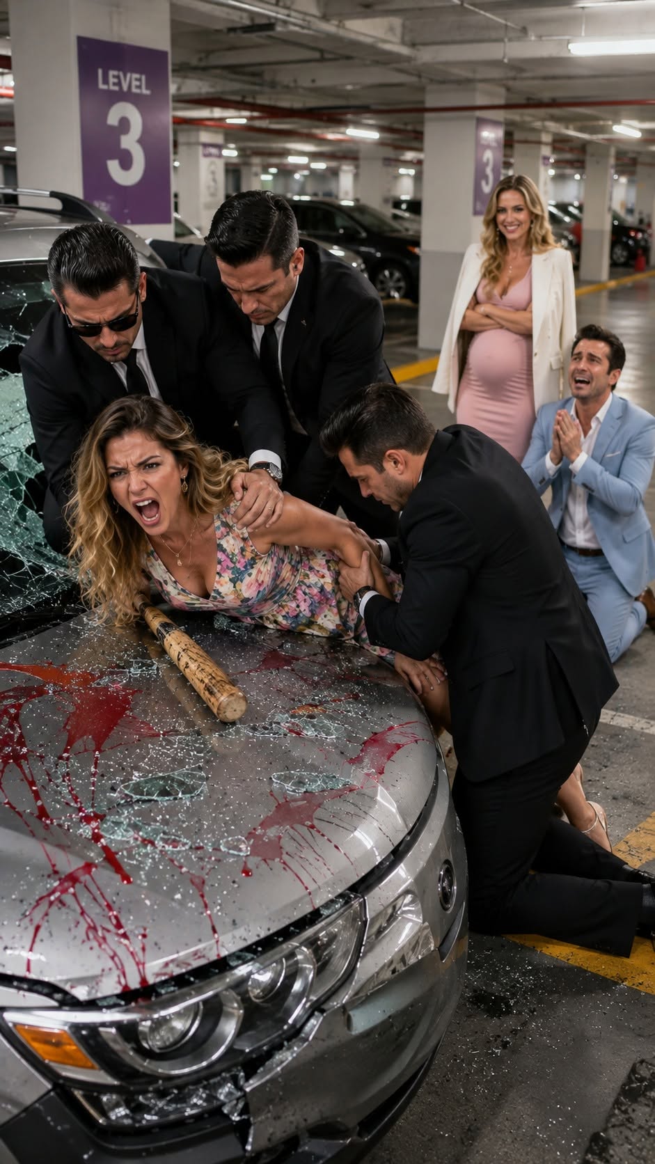 Seven months pregnant, I came back from my ultrasound to find my SUV smashed, my baby seat slashed, and “HOMEWRECKER” carved into the hood—then my husband defended his mistress, until one police captain heard my maiden name and suddenly asked, “Wait… are you Commissioner Potter’s daughter?”