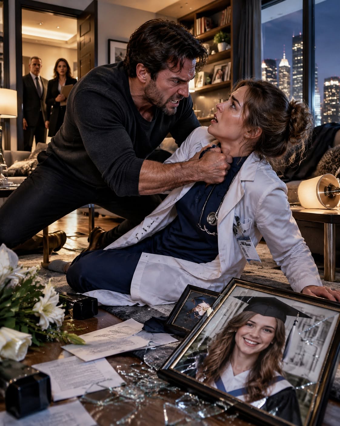 After a brutal 20-hour hospital shift, I climbed into the wrong stranger’s car—and three weeks later, I found my dead patient’s photo in his apartment and heard him whisper, “She was my sister… and I know what you did.”