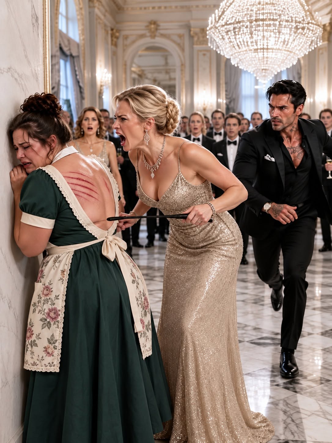 A billionaire’s fiancée whipped a plus-size maid in front of 200 silent guests—then Ronan Blackwood walked in, caught the whip midair, and asked one question that made his future bride turn white.