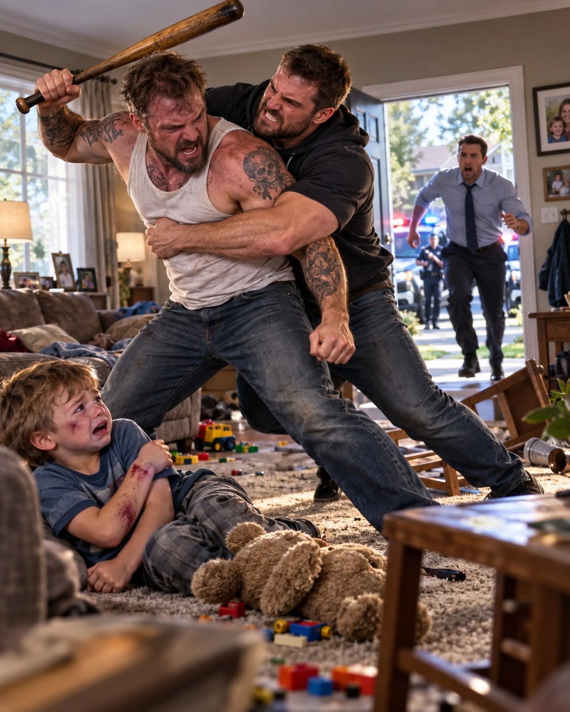 My four-year-old son called me at work sobbing, “Dad, Mom’s boyfriend hit me with a baseball bat”—I was twenty minutes away, but the man I called next was already five minutes from my house.