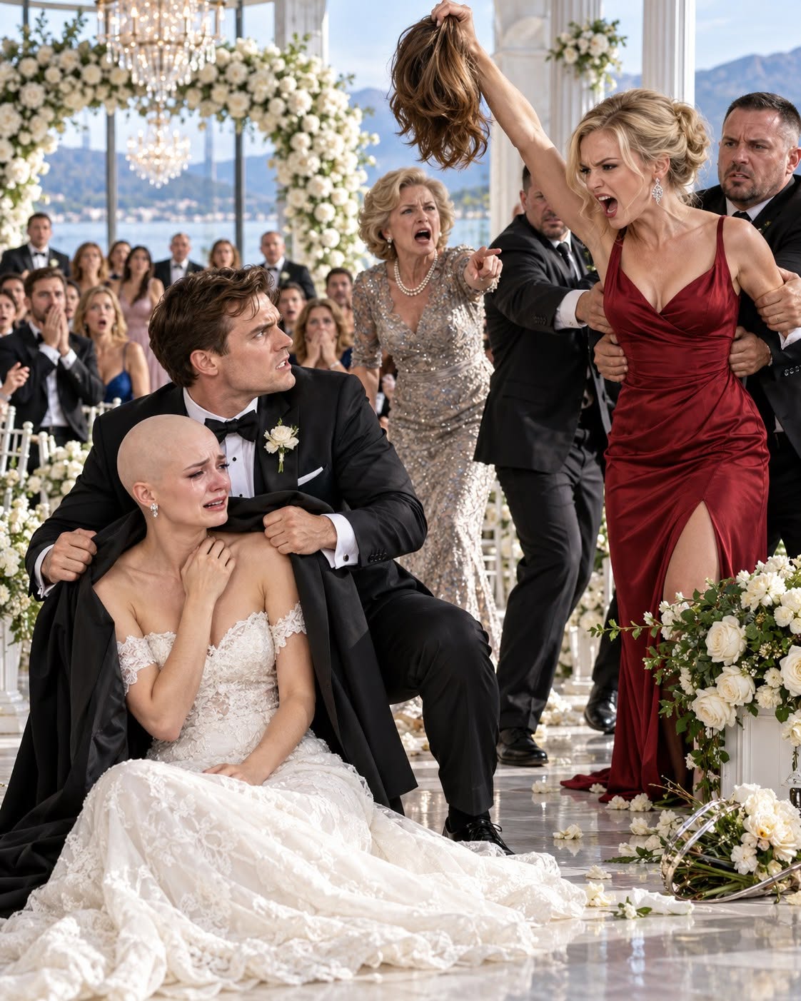 My sister-in-law ripped off my wig in front of 200 wedding guests and laughed at what cancer had done to me—but when my husband took the microphone and asked if his father knew who’d been stealing from the family company, her face went completely white.