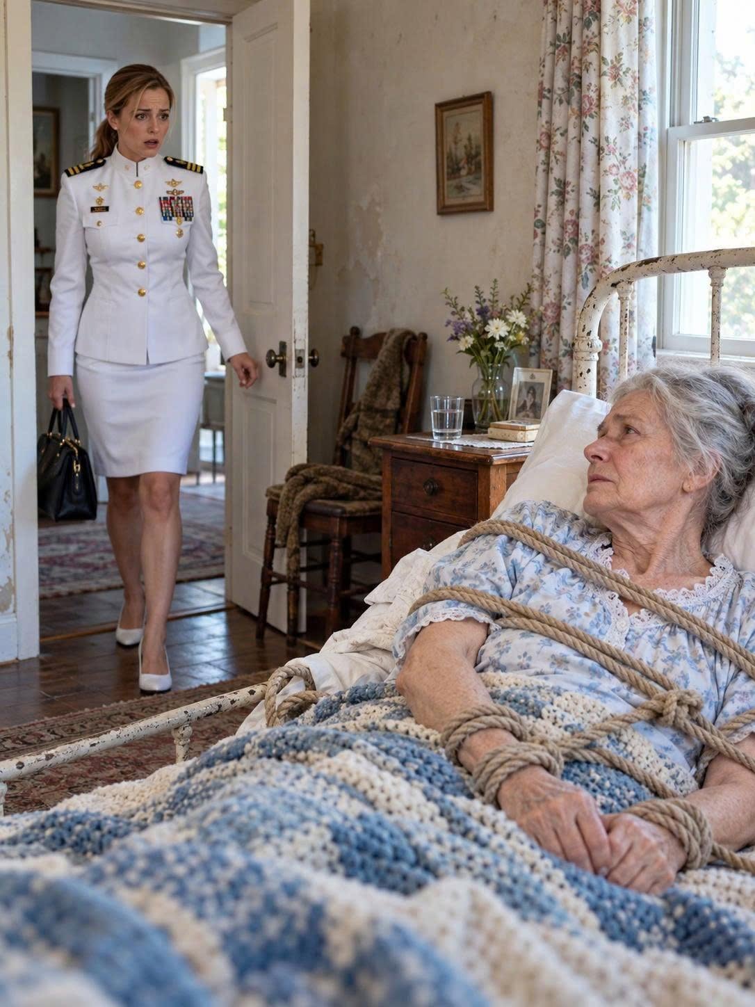 I came home from Qatar without warning and found my 71-year-old mother tied to a filthy mattress—but when police lifted it, the document underneath had MY name on it and a date that hadn’t even happened yet.