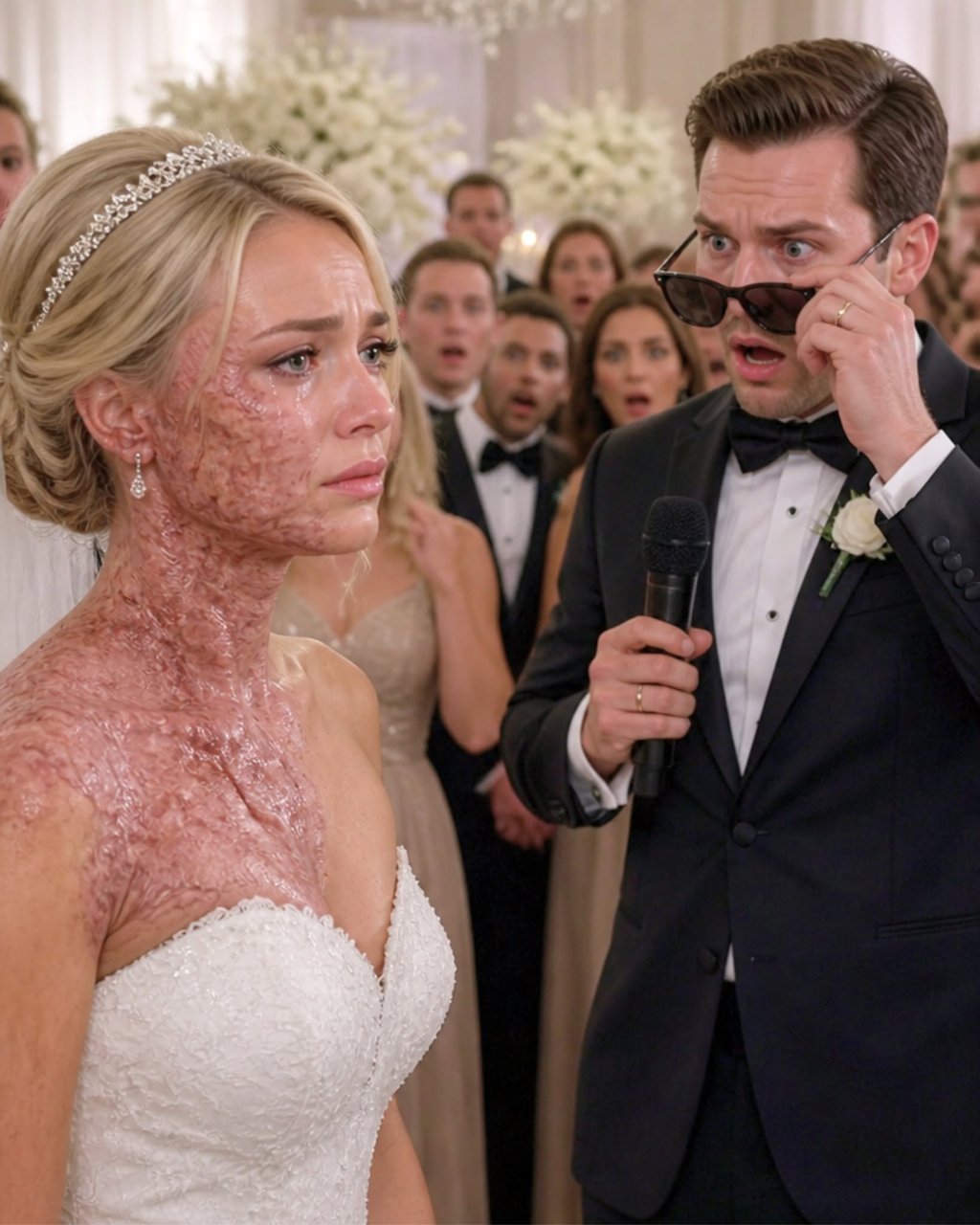 At Our Wedding, the Guests Whispered That My Groom Had to Be Blind to Marry a Woman with a Scarred Face.