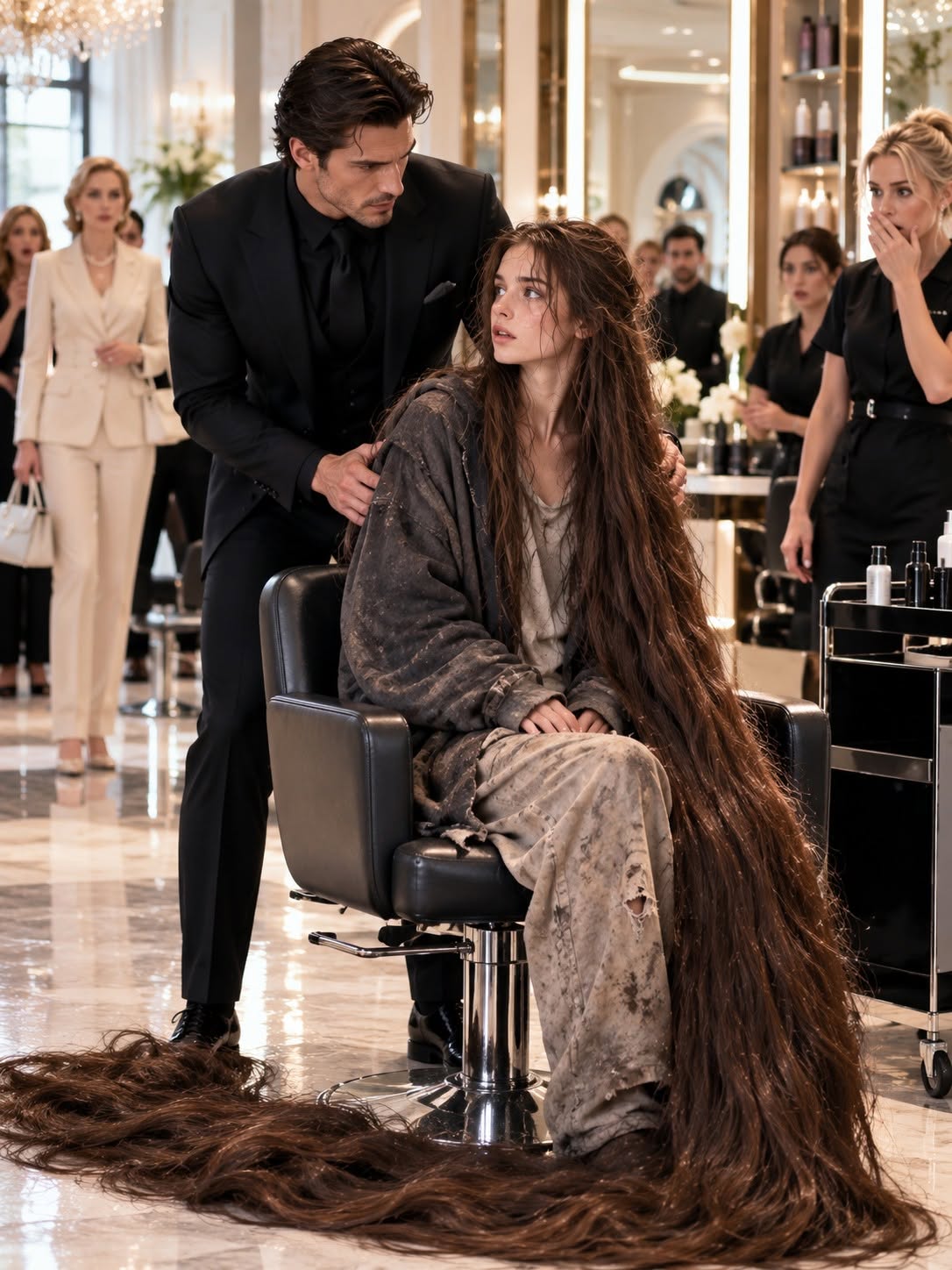 The Mafia Boss Dragged a Homeless Woman Into an Elite Salon—Then Her 2-Meter Hair Revealed the Heiress Thought Dead