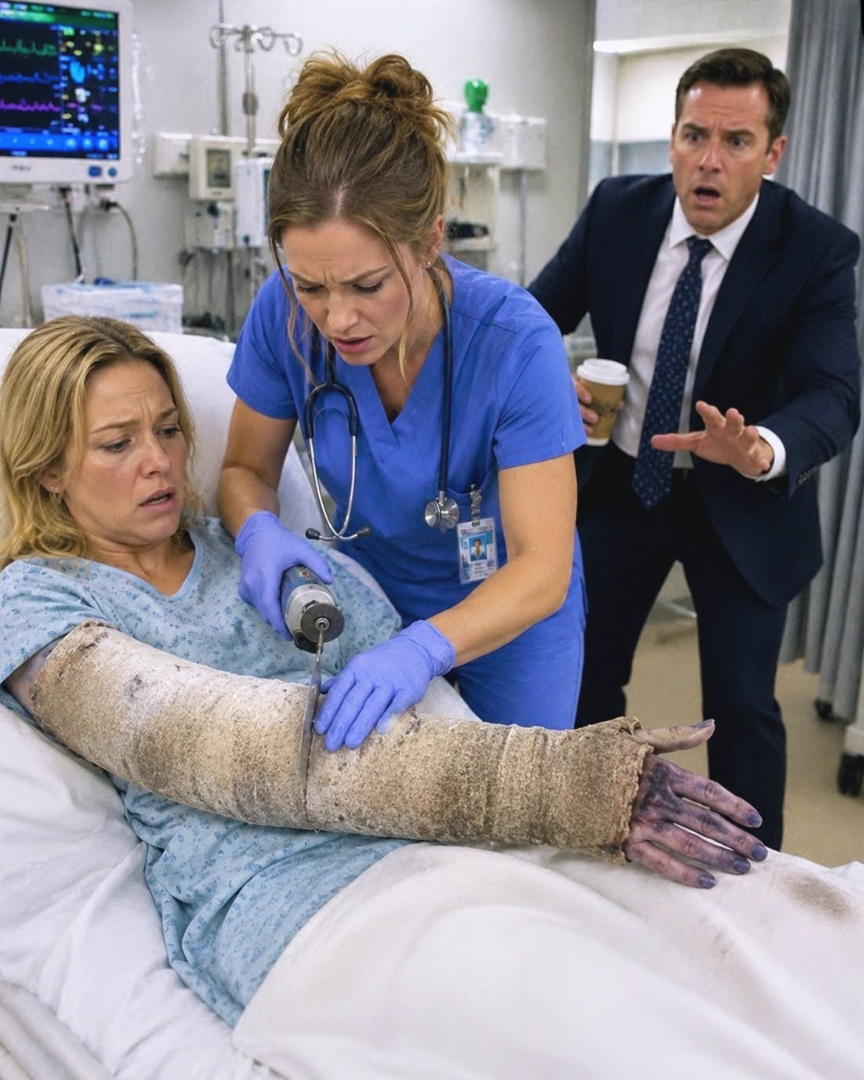 My patient arrived with a 103.8-degree fever, purple fingers, and a month-old cast hiding a nightmare beneath it, but her husband looked me in the eyes and calmly said, “It’s just the flu.” The moment I told him I was cutting that cast open, his confidence shattered into panic, and I realized I was about to uncover something he desperately wanted hidden.