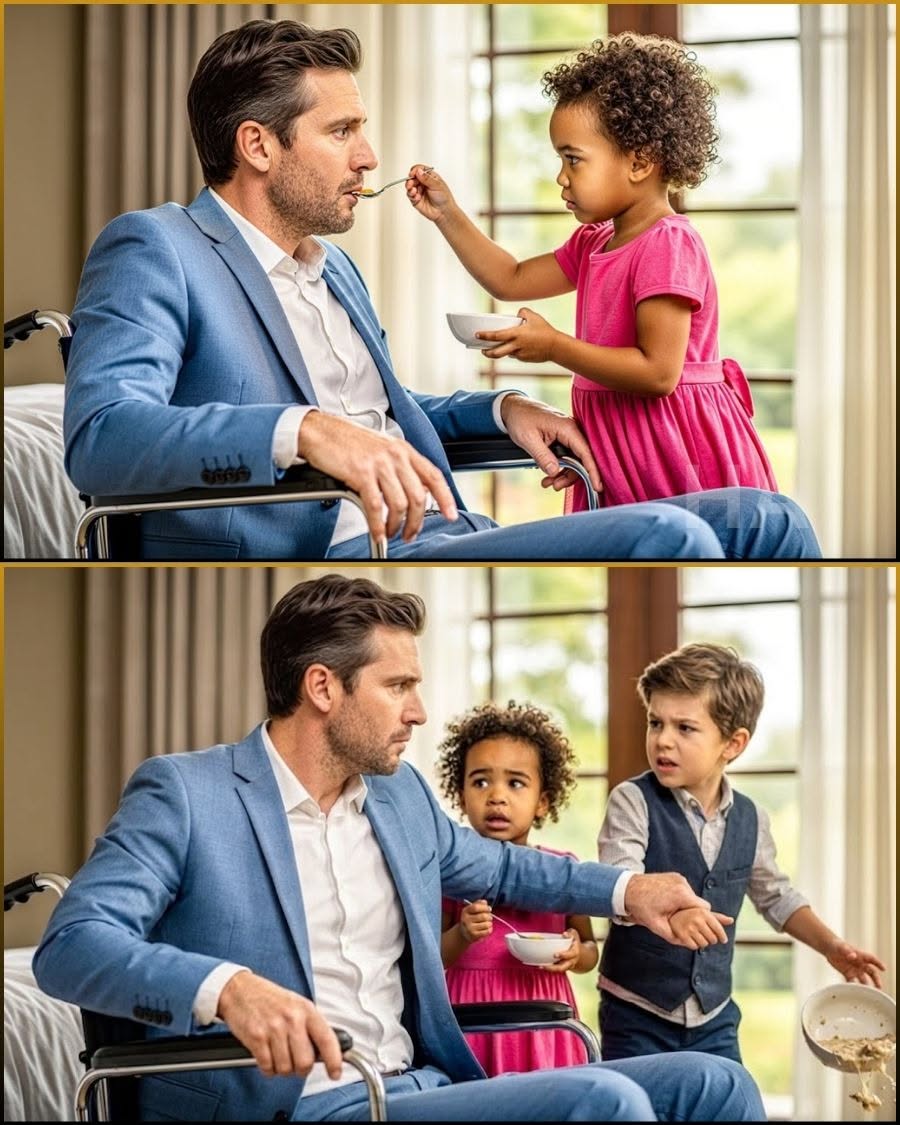 No one wanted to take care of the paralyzed billionaire… until the maid’s young child stepped in. But the billionaire’s son scoffed, “He can’t even lift a pen…” Then my little child opened the toy cooking set, and as soon as he started caring for the billionaire, everyone was astonished by the “impossible” state of life…