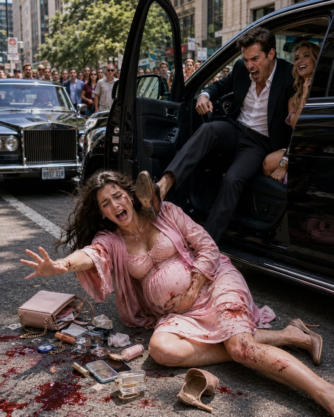 Eight months pregnant, I stood stranded beside a highway after my husband kicked me onto the pavement because I refused to let his mistress take my seat. He sneered that I could call a taxi if I didn't like it, then drove off in the luxury SUV my grandmother's inheritance had paid for. Before midnight, I made only three phone calls, and by sunrise, the man who thought he had won was about to lose everything.
