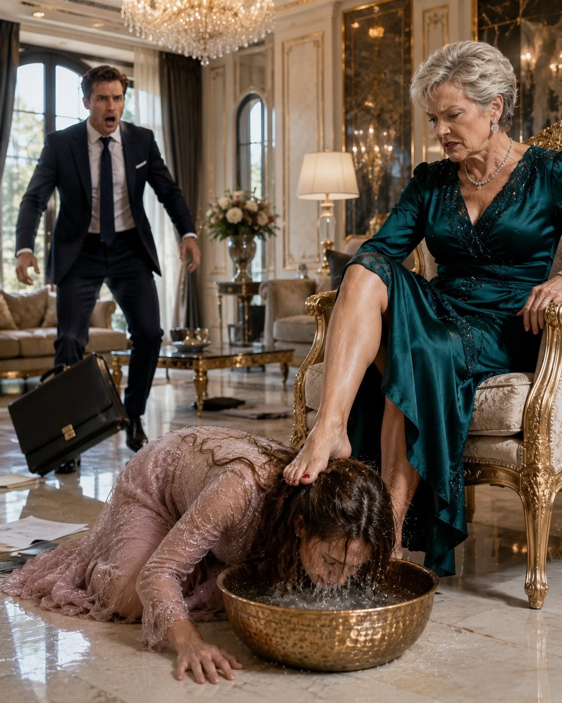 The moment I caught my own mother forcing my eight-months-pregnant wife onto her knees to wash her feet, everything I believed about family exploded. Then a single look at our security cameras uncovered a secret worth more than 500,000 dollars, revealing that the humiliation was only the beginning of a betrayal so monstrous it threatened to destroy everything I'd spent my life building.