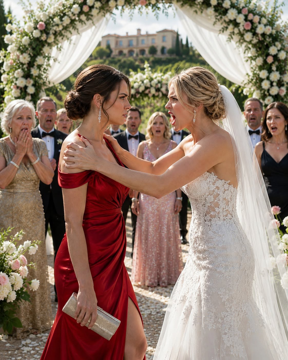 No one expected my own sister to throw me out of her exclusive wedding celebration like a complete stranger. She proudly shut the door in my face, never realizing the family members she brushed aside would soon gather at my $4 million Sonoma vineyard instead—and when our grandmother chose my invitation over hers, the entire family’s world flipped upside down.