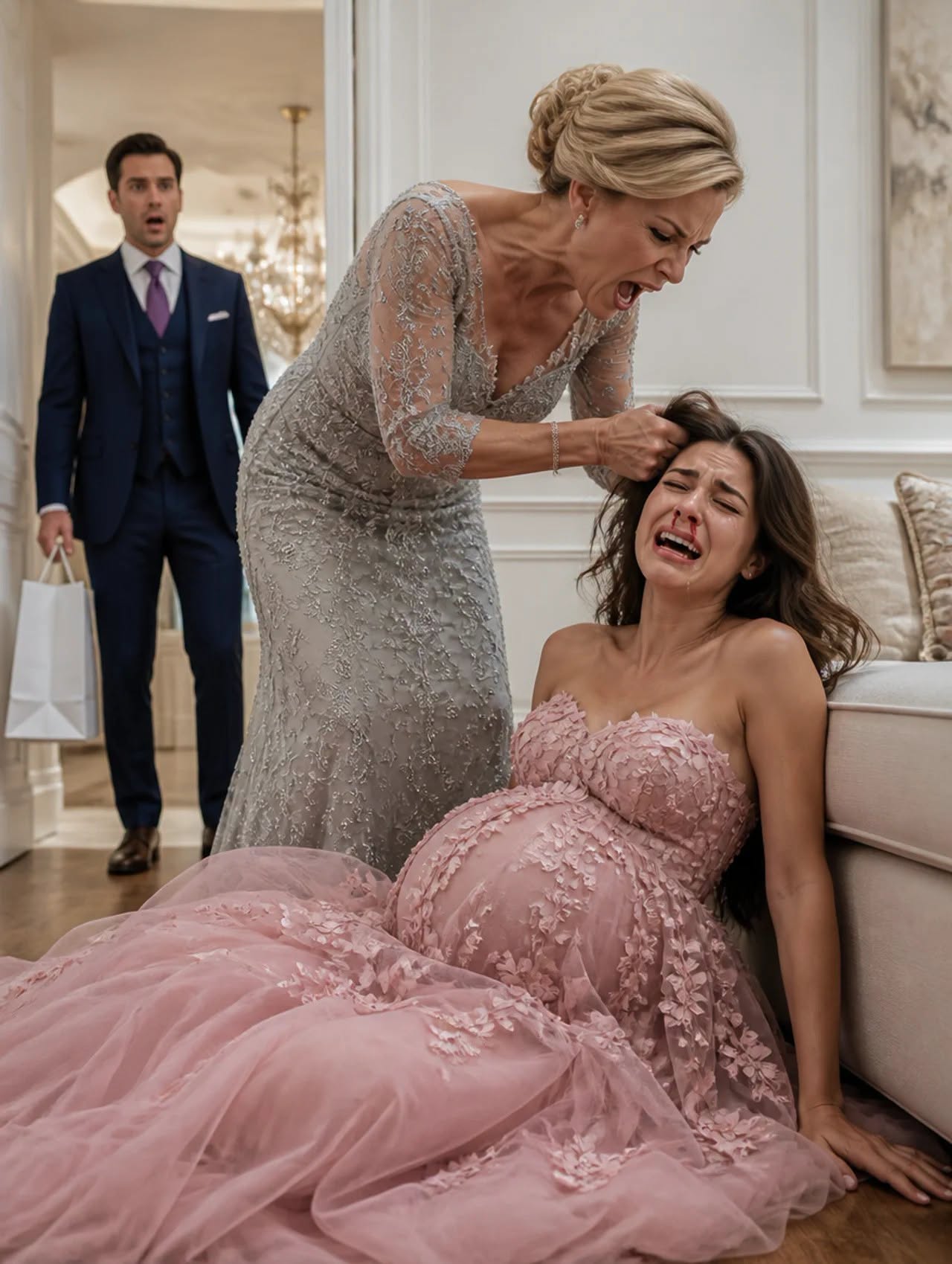 My pregnant wife was on the floor with a bl:ee:ding lip while my mother pulled her hair. When I saw her phone still lit up, I found a note that said: “H:it on the cheek.” The worst part was discovering it wasn’t the first time.