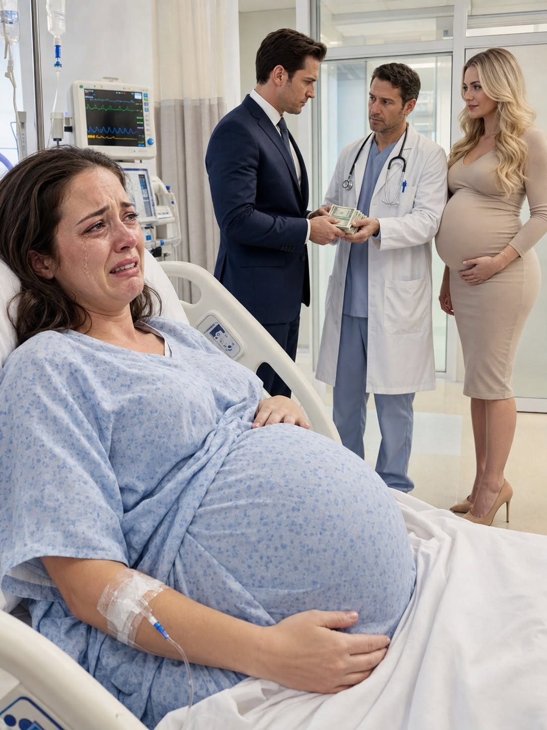 The night before i gave birth, i overheard my husband bribe the doctor: "infect her and let her die in delivery. i'll pay you $500,000!" so he could be with his 5-month-pregnant mistress. i pretended to sleep and acted. next day, karma hit him...!