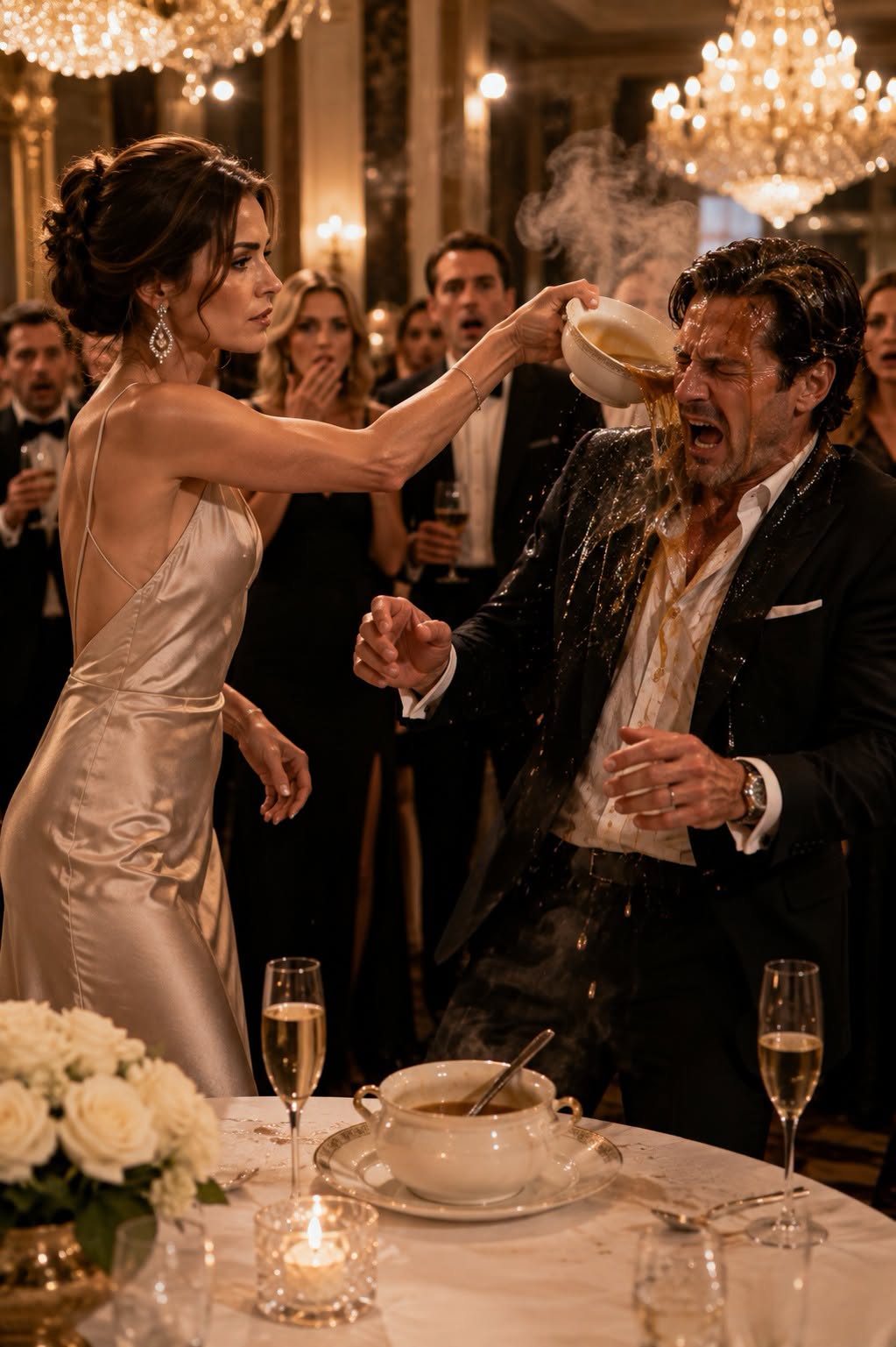 My Husband Slapped Me at a Party and Called It a Joke—So I Poured Hot Soup Over Him