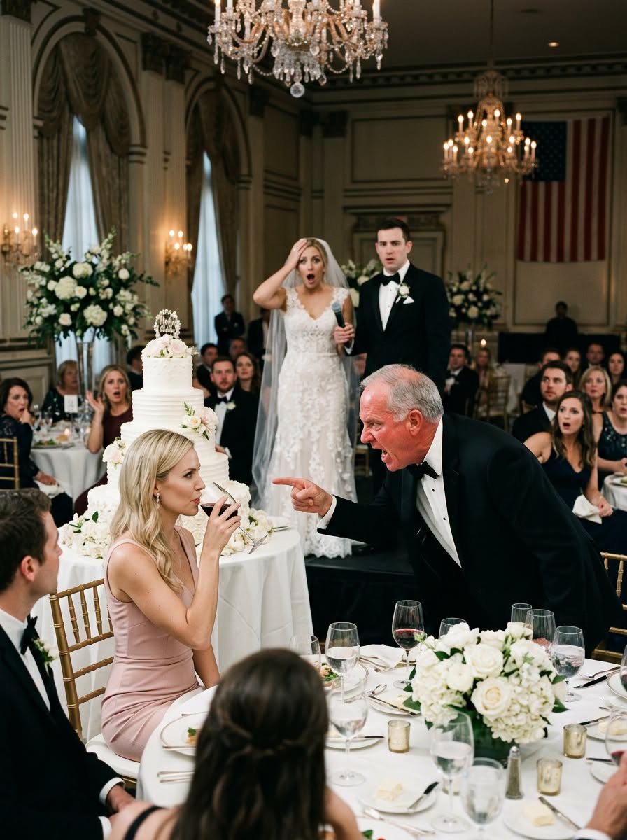 Twenty-one years after my father disowned me, I ran into him at my nephew’s wedding. He sneered, 'Nobody here would have invited you if they didn't feel sorry for you.' I just smiled and took a sip of my wine. A moment later, the bride grabbed the microphone, snapped a sharp salute toward me, and announced, 'Everyone, please raise your glass for a toast to Admiral...