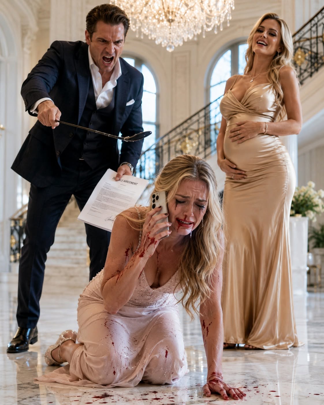 My husband struck me twenty times because his mistress wanted me humiliated, then tossed divorce papers at my bleeding hands and announced she was pregnant. What neither of them knew was that the fortune Adrian bragged about had never truly been his, and one phone call to my father was about to prove it.