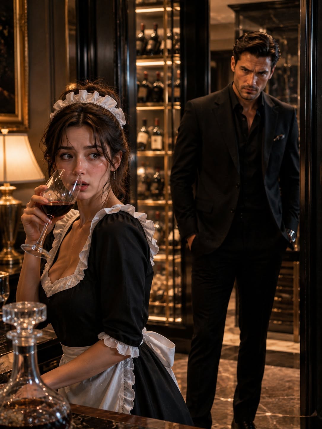 Curvy Maid Snuck a Sip of the Mafia Boss’s Wine—Then He Caught Her and Asked, “Enjoying It?”