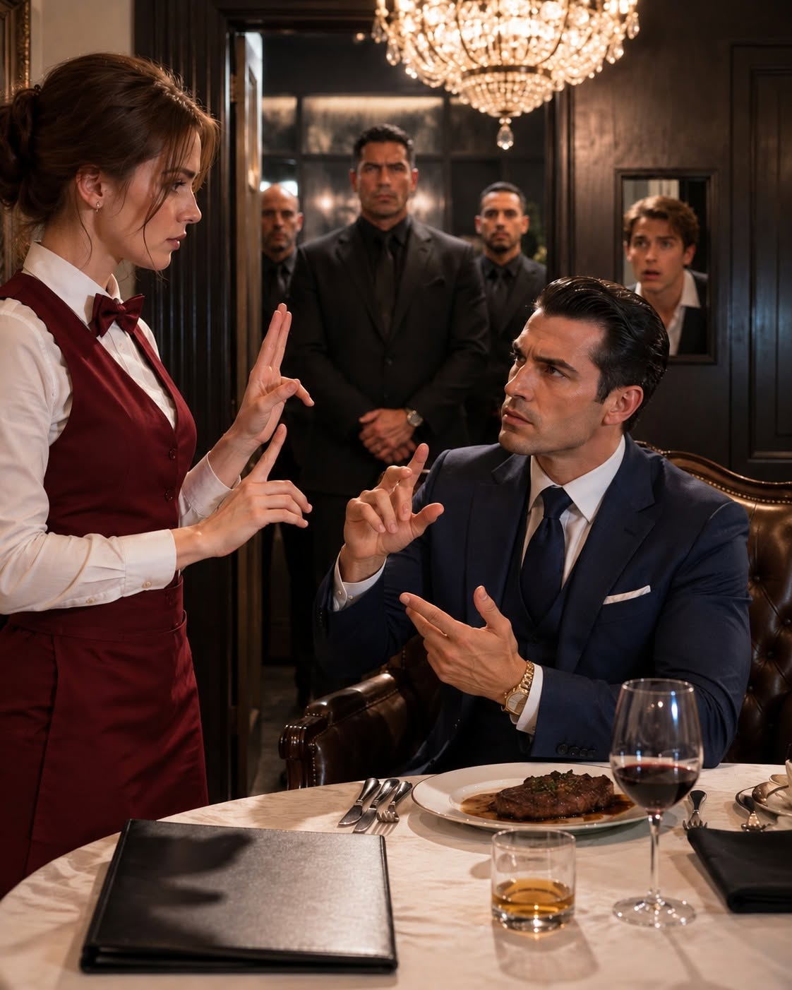 My coworkers sent me into a private dining room to serve the most feared man in Chicago because they thought watching me fail would be funny. But the second I raised my hands and spoke to him in sign language, every smirk outside that door disappeared—because Salvatore Marquetti looked at me like I had just given him something his money and power had never been able to buy.