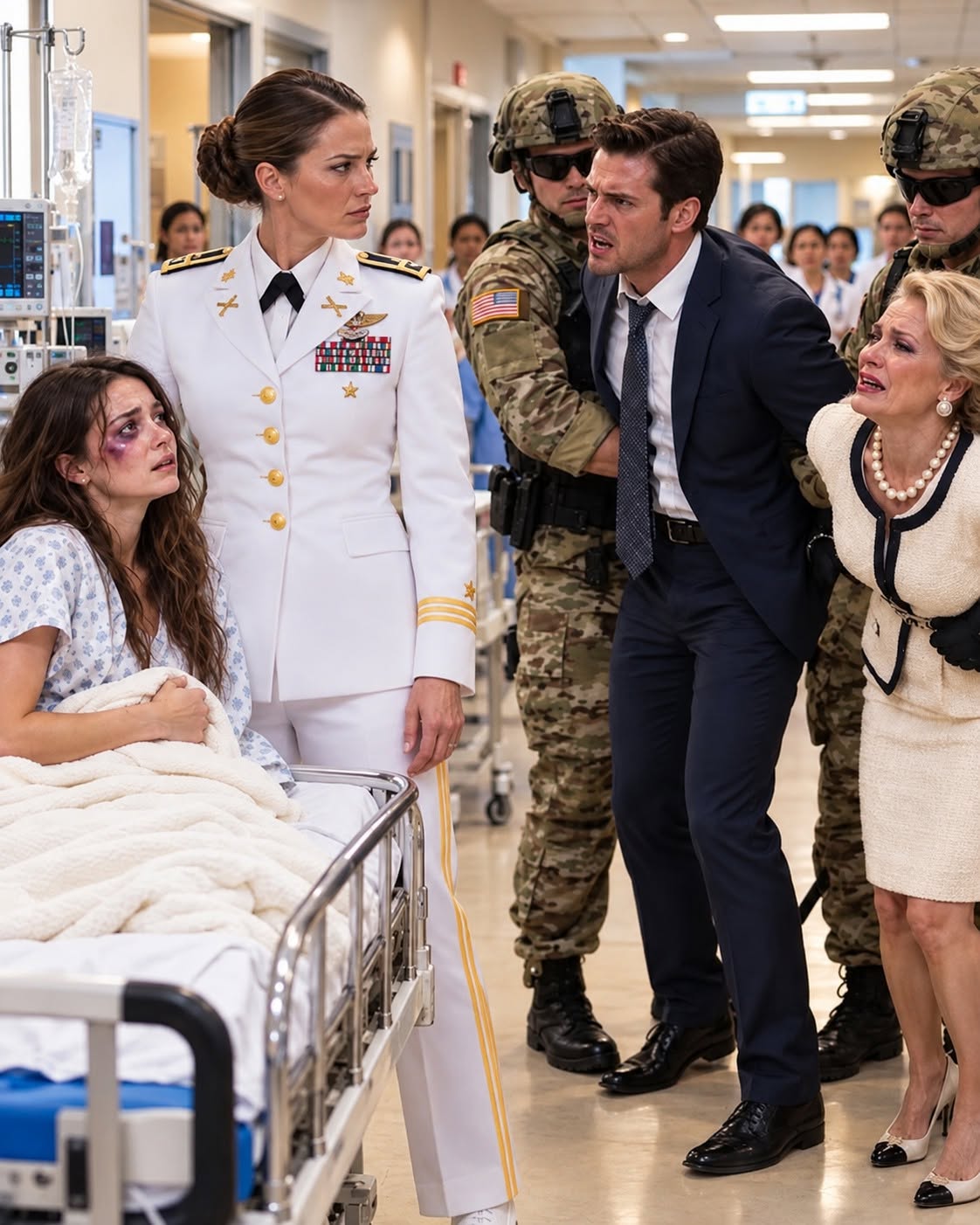 The moment my daughter whispered, “Mom, come get me… my husband’s family beat me,” something inside me went cold. I was a U.S. Army colonel who had faced dangerous situations without flinching, but nothing prepared me for seeing my own child bruised, terrified, and surrounded by people powerful enough to believe they could make the truth disappear.