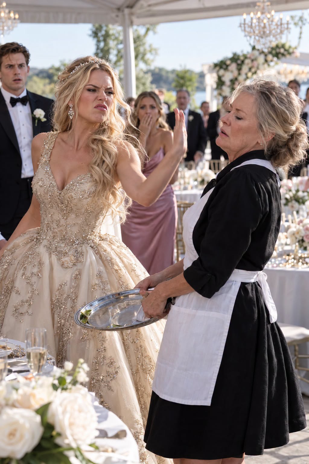 She Sl.ap.pe.d a Quiet Wedding Server in Front of 200 Guests—Then the Groom Whispered, “That’s My Mother”