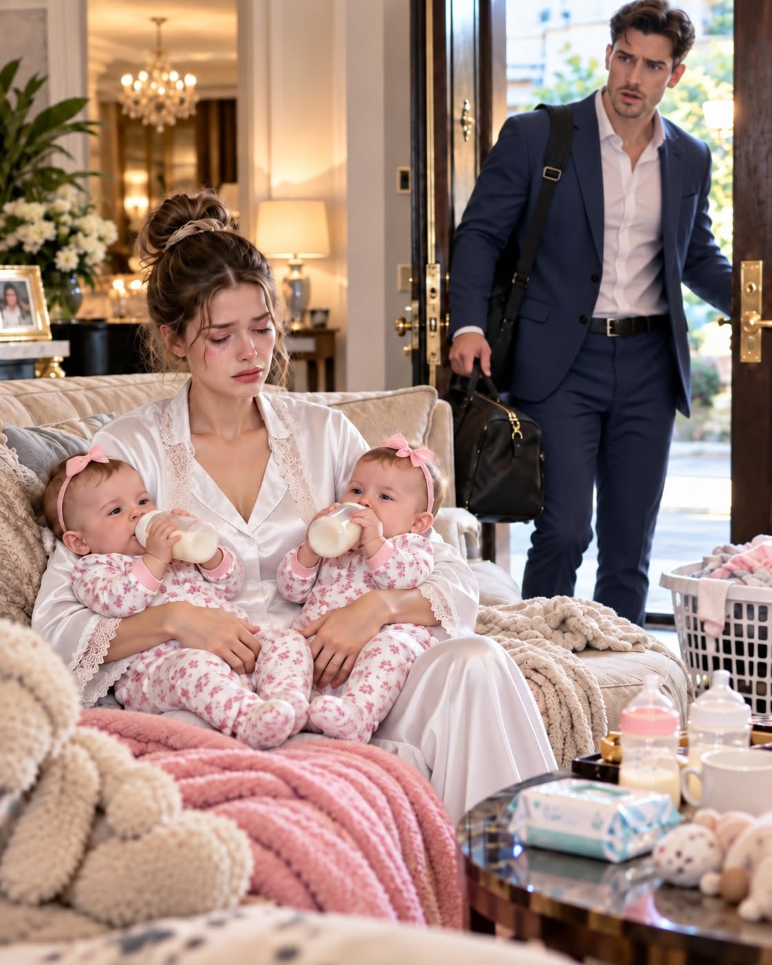 My husband said, "You wanted to be a mother, so act like one," then left me alone with our six-month-old twins while he went on vacation — when he came back, he stopped dead in the doorway.