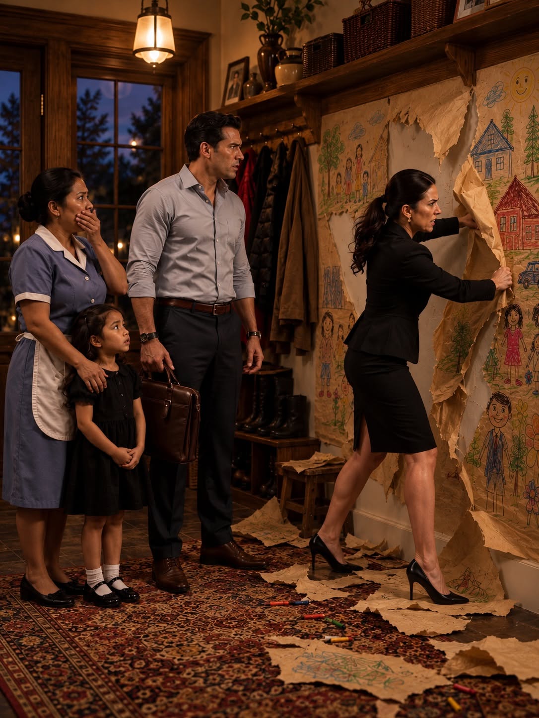 My Billionaire Employer’s Fiancée Tore Up My Four-Year-Old Daughter’s Birthday Mural—Then One Crayon-Smear, a Staff Ledger, and Her Wedding File Exposed What She Planned Next