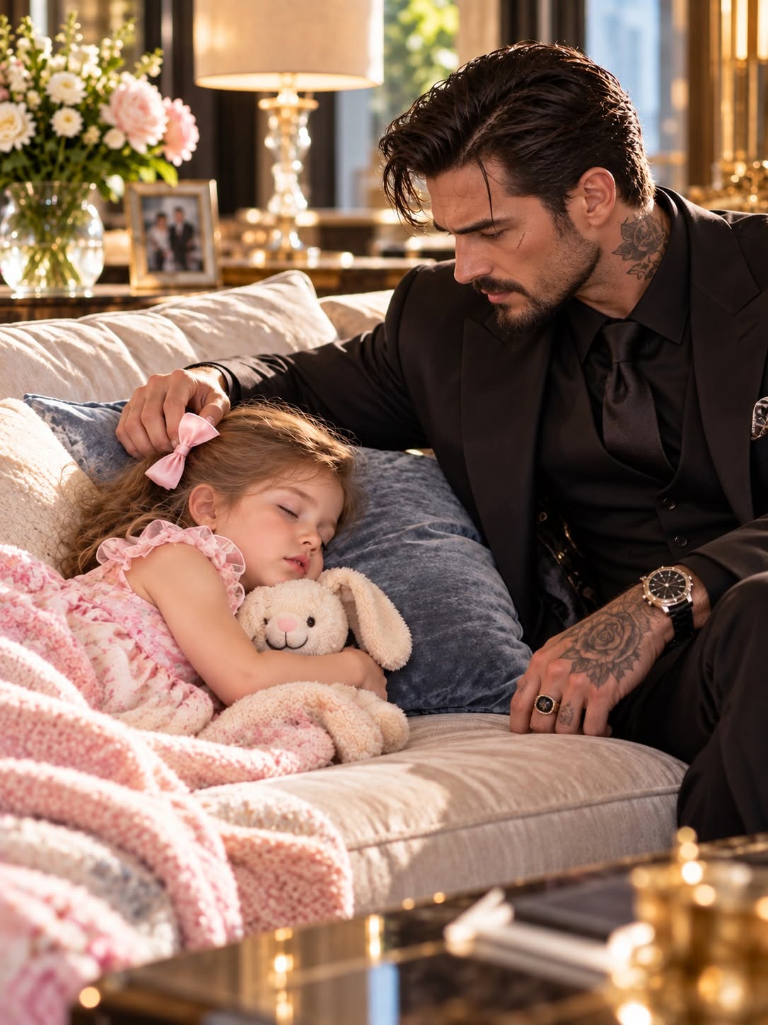“Daddy, don’t leave again.” Those four words stopped me colder than any threat I had heard in twenty years as one of Chicago’s most feared mafia bosses. A four-year-old girl I had never met was asleep on my sofa calling for me, and when her eyes opened for one brief second, I saw something that made my blood run cold: they were the exact same gray as mine.