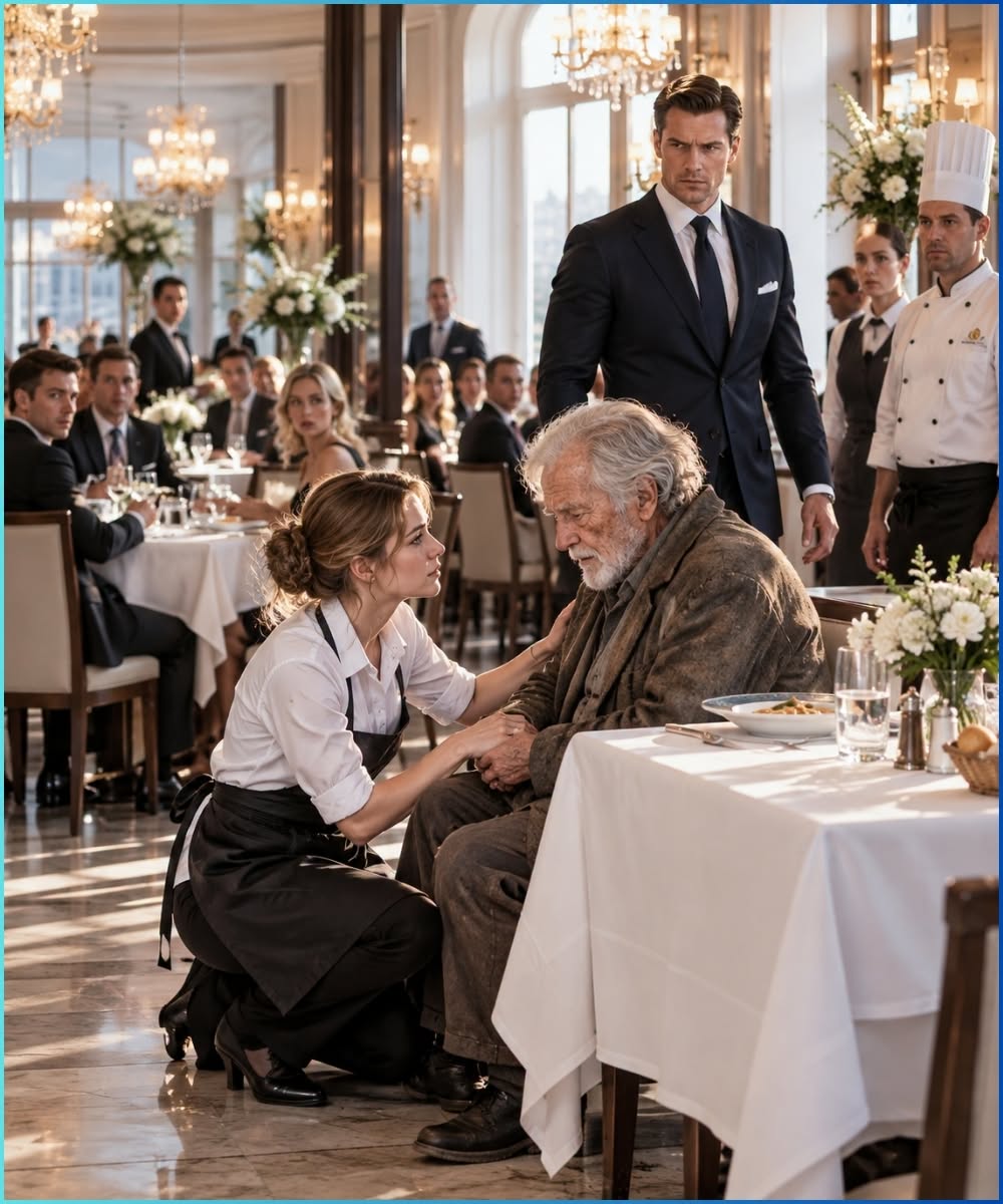 The Broke Waitress Refused to Humiliate an Old Man, Then His Billionaire CEO Son Walked In and Shut the Entire Restaurant Down