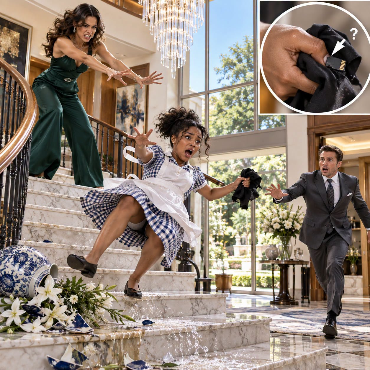 She Pushed Our Innocent Maid Down the Stairs Just to Hide Her Dark Secrets. But When I Reached the Bottom and Saw the Micro SD Card in the Maid’s Hand, I Realized I Was Marrying a Monster.