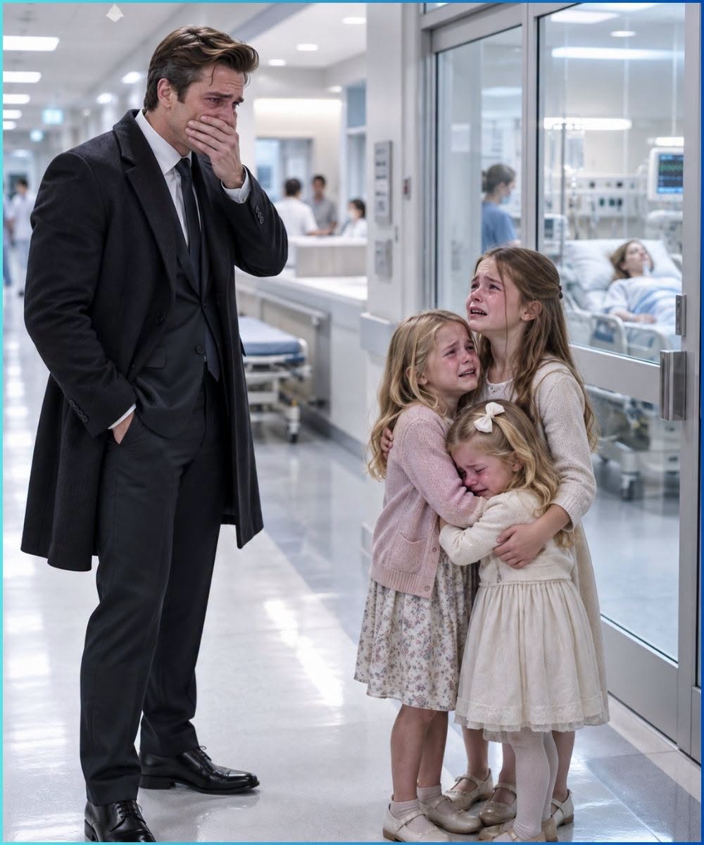 The Millionaire Found Three Little Girls Crying Outside the ICU, and the Name They Called Their Mother Made Him Forget How to Breathe