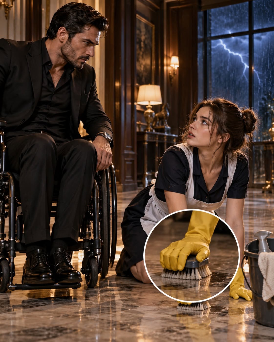 "Two years after a sniper’s bullet left me paralyzed, everyone in my mansion feared me—nurses quit, therapists fled, and armed men lowered their eyes when I entered a room. Then a broke night maid named Emma walked into my private wing, ignored every warning about me, and refused to stop working just because I was angry. She thought she was only there to clean. Neither of us understood that she was about to expose the one thing I had hidden even from myself: I wasn’t nearly as dead inside as I wanted everyone to believe.