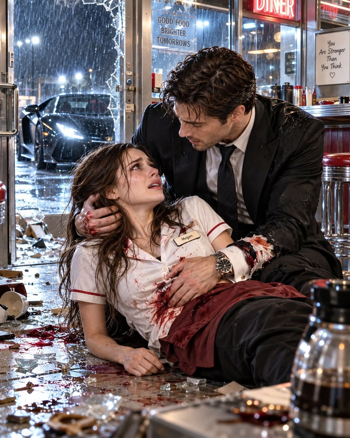 A brutal robbery left me bleeding out on the floor of a lonely roadside diner after my own boss secretly used me as bait for ruthless criminals. The men who betrayed me thought I'd be dead before sunrise—but everything changed when a billionaire driving a rare supercar found me, saved my life, and uncovered a secret connecting the attack to my missing brother.