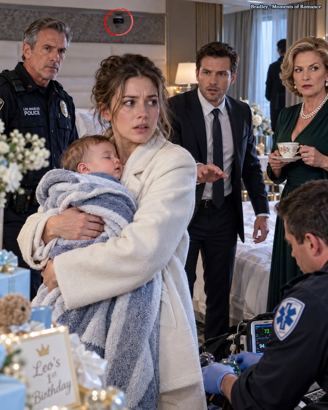 My in-laws arrived to celebrate my son’s first birthday, and everything looked perfect—until my police officer father suddenly looked past me and said, “Do not hand the baby to anyone.” I didn’t ask a single question. I put down my phone, pulled my baby tightly into my arms, and calmly walked out.