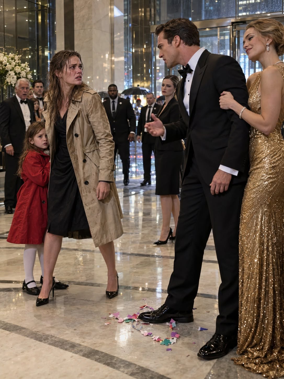 My six-year-old daughter and I went to surprise my husband at his company gala, but his secretary blocked us in the lobby and said, “The executive vice president’s wife and son are already upstairs.” Then Richard came down with another woman, called us an embarrassment, and crushed Stella’s handmade necklace beneath his shoe. I made one phone call. Three minutes later, the man beside his future father-in-law looked at me and said, “Miss Victoria Sullivan”...