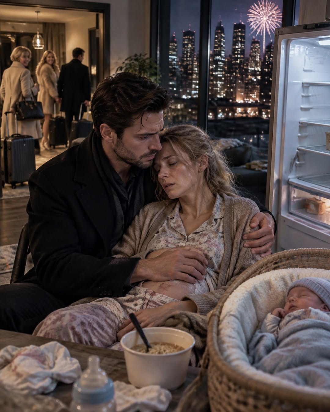 I returned home early on New Year’s Eve, planning to surprise my wife and finally hold our newborn son. Instead, I found Maya barely conscious eleven days after major surgery, weak from hunger, and trying to keep our freezing baby warm inside an almost empty apartment.