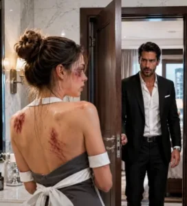 I thought my billionaire boss would fire me when he saw my bruises, but instead he locked the kitchen door and asked, “Who hurt you?”