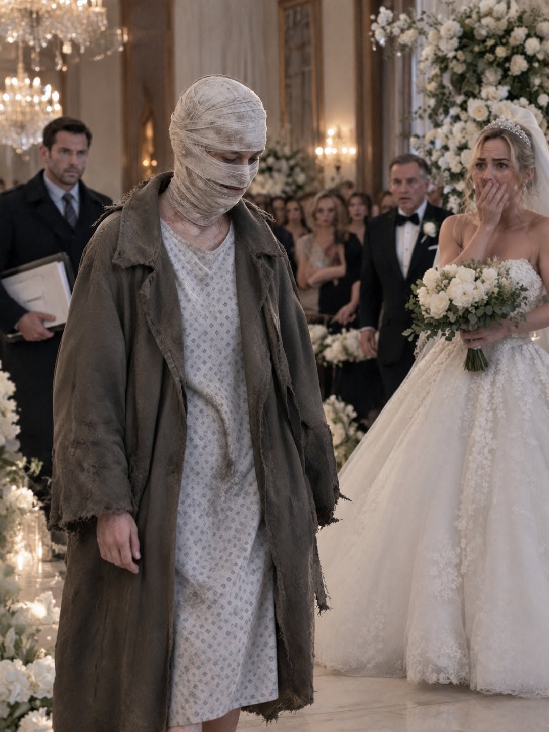 "“Get This Foul, Disgusting Creature Out of My Sight!” My Sister Screamed When I Walked Into Her Wedding in a Tattered Medical Gown—Four Years After She Forged My Death Certificate, Stole My $50 Million Inheritance, and Hid Me in a Psychiatric Facility Under a Fake Name, Never Knowing I’d Returned With the Evidence That Would Have Her Arrested in Her Own Wedding Dress